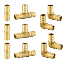 10 PCS EFIELD 1/2" PEX Crimp Brass Fittings Elbow, Coupling, Tee,Lead Free