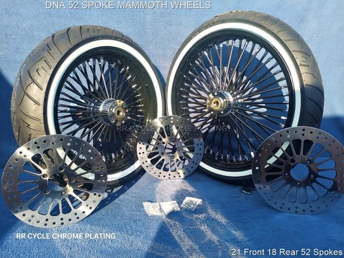 DNA Mammoth 52 Black Spoke Wheels 2 Rotor Pulley Tire Harley 09-23 Road King - Picture 4 of 8