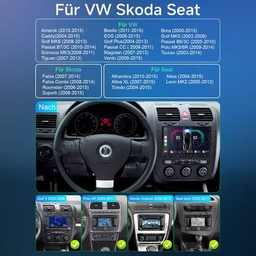 DAB+ Android 14 Autoradio CarPlay Navi für VW Golf 5 6 Touran Caddy Jetta Amarok - Bild 4 von 15