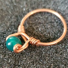 GEMSTONE Copper Ring GREEN ONYX sze 7 PROTECTIVE Clear negative relationships 