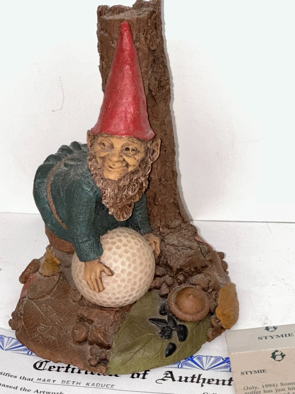 1994 VINTAGE CAIRN STUDIOS TOM CLARK STYMIE GOLF GNOME FIGURINE #5260 w/COA