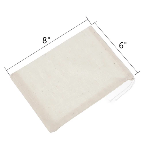 100 Pcs Cotton Muslin White Drawstring Bags Large Bulk Herbs Tea Spice Bag - Picture 8 of 8