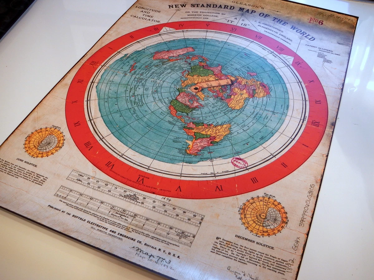 Gleason's New Standard Map of the World 1892. Vintage