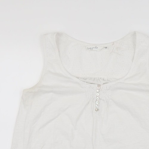 Lazy Jacks Womens White 100% Cotton Basic Tank Size 12 Crew Neck - Picture 3 of 12