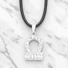 Libra Crystal Pave Zodiac Pendant Necklace