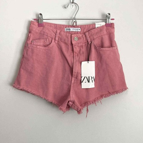 Zara|NWT High Rise Pink Jean Shorts sz 6 - 第 1/6 張圖片