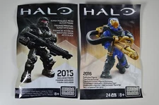 (2) 2015 /6 Mega Bloks Halo Exclusive Figure Spartan Warrior RED & BLUE/GOLD VAR