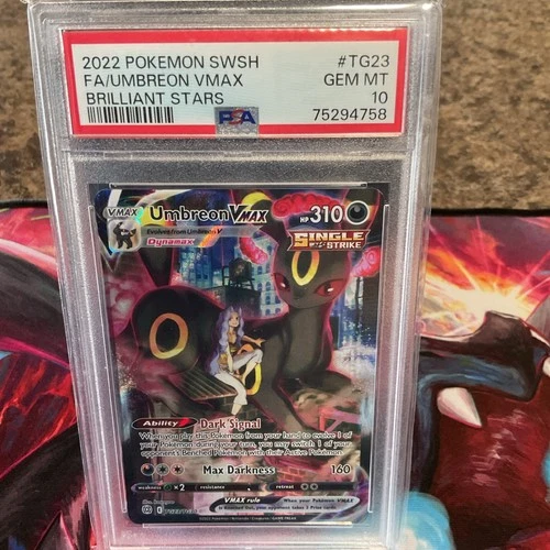 Pokémon Umbreon VMAX Ultra Rare Full Art Holo TG23/TG30 PSA 10 Brilliant Stars