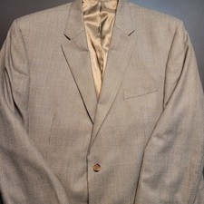 Lauren Ralph Lauren Mens 46L Blazer Sport Coat Check Beige Brown Tan EUC
