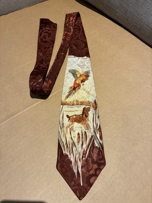 Vintage Original 1940S Scenic Hunting Pheasant, Pointer Dog Necktie