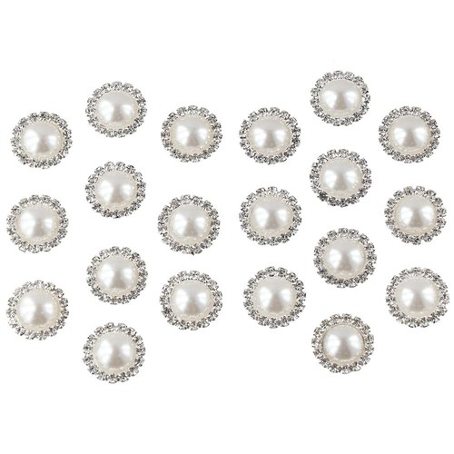 20Pcs 18MM Faux Pearl Rhinestones Rhinestones Flatback DIY Crafts