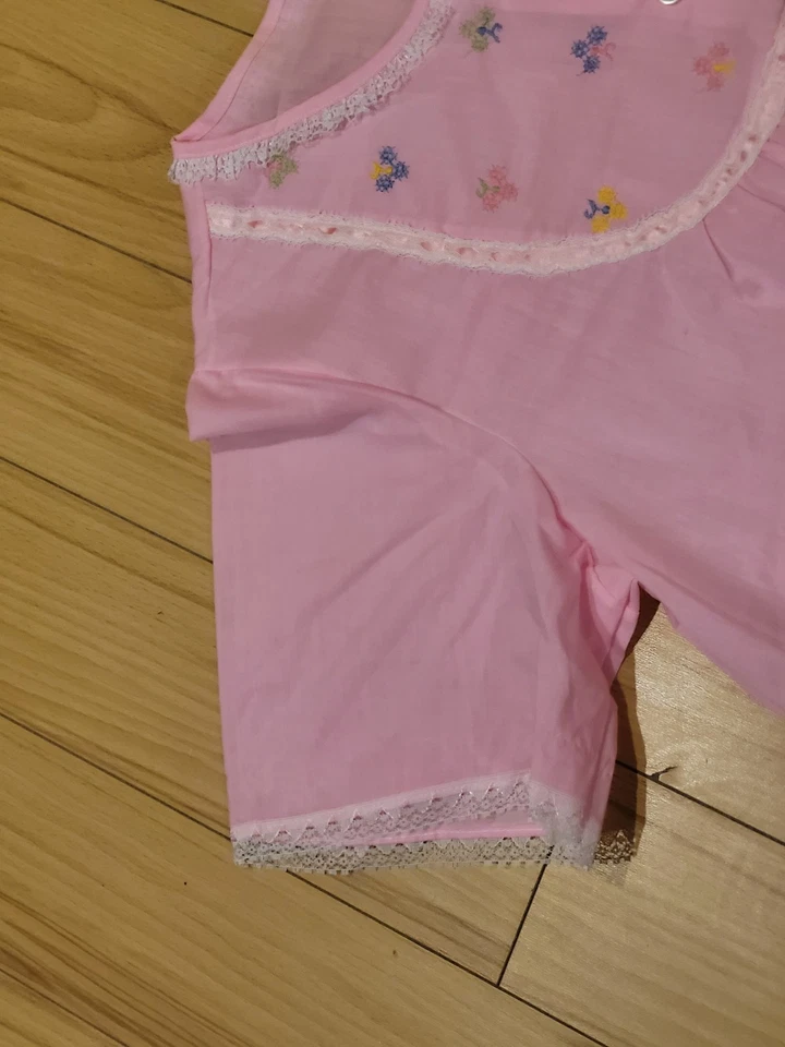 "Vestido de dormir vintage rosa bordado encaje pradera OS 53"" Cottagecore" Foto 4 de 4