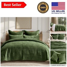 Versatile All-Season Velvet Quilt Set King Size - Elegant Channel Stitch