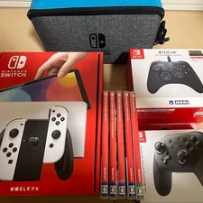 Nintendo switch OLED Console Boxed w/ Pro Controller and 5 Games Tested Rank B