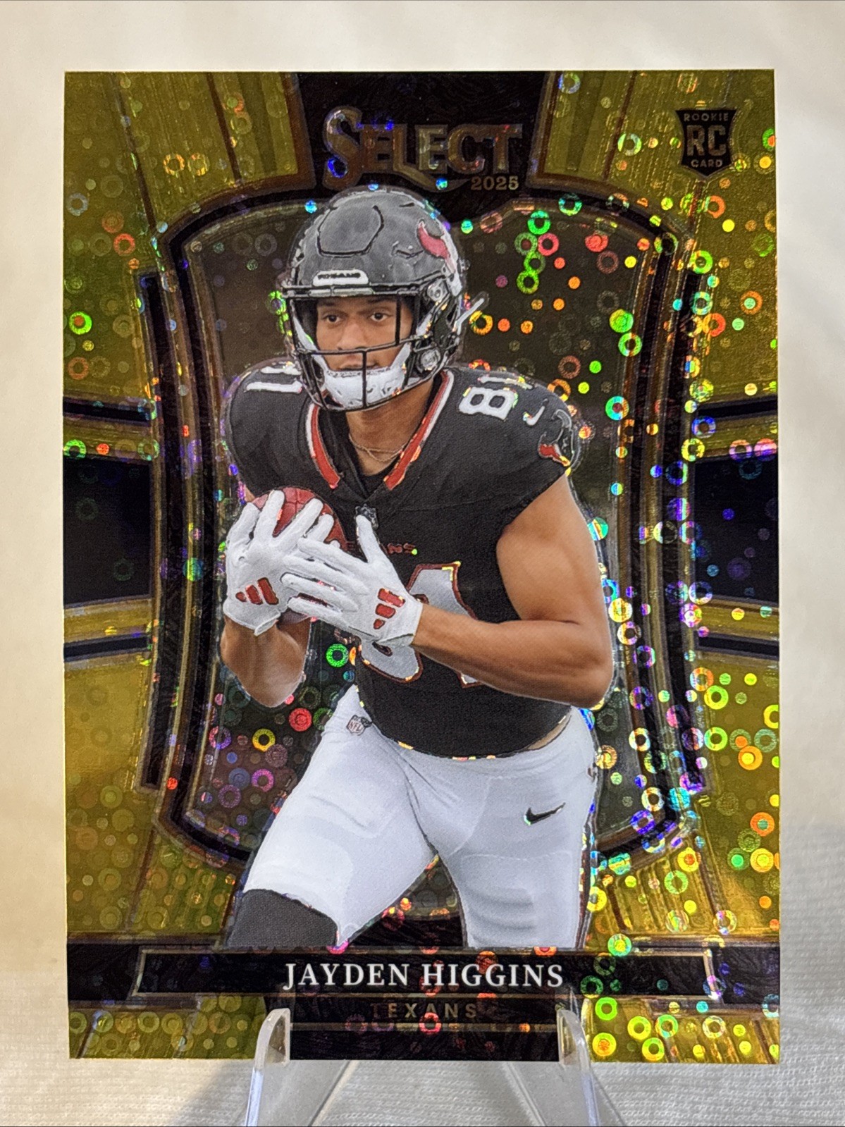2025 Panini Select Jayden Higgins GOLD Disco Prizm Premier Level /10 RC #136