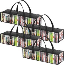 CD Storage Bags 4 Pcs, Clear PVC Plastic CD Organizer with Handles, Front Window