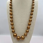 Vintage 80s Chunky Gold Tone Graduated Bead Statement Necklace Costume Jewelry