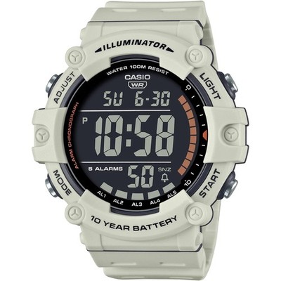Casio Unisex Digital Watch Dual Time Chrono White Resin Strap AE-1500WH-8B2VCF