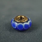 PANDORA 14k Yellow Gold & Murano Glass Blue Lotus Bead/Charm - Free Shipping USA
