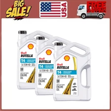 (3 pack) Shell Rotella T4 Triple Protection 15W-40 Diesel Engine Oil, 1 Gallon
