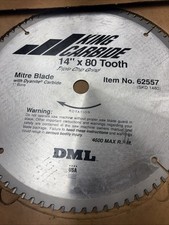 DML King Carbide 14” 80T Triple Chip Miter Saw Blade 1” Arbor USA 62557