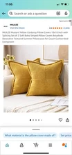 MIULEE Mustard Yellow Corduroy Pillow Covers Pack of 2 Boho Decorative 18x18 New