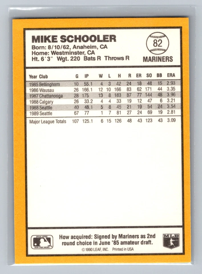 1990 Donruss Best of the American League #82 Mike Schooler - Image 2 of 2