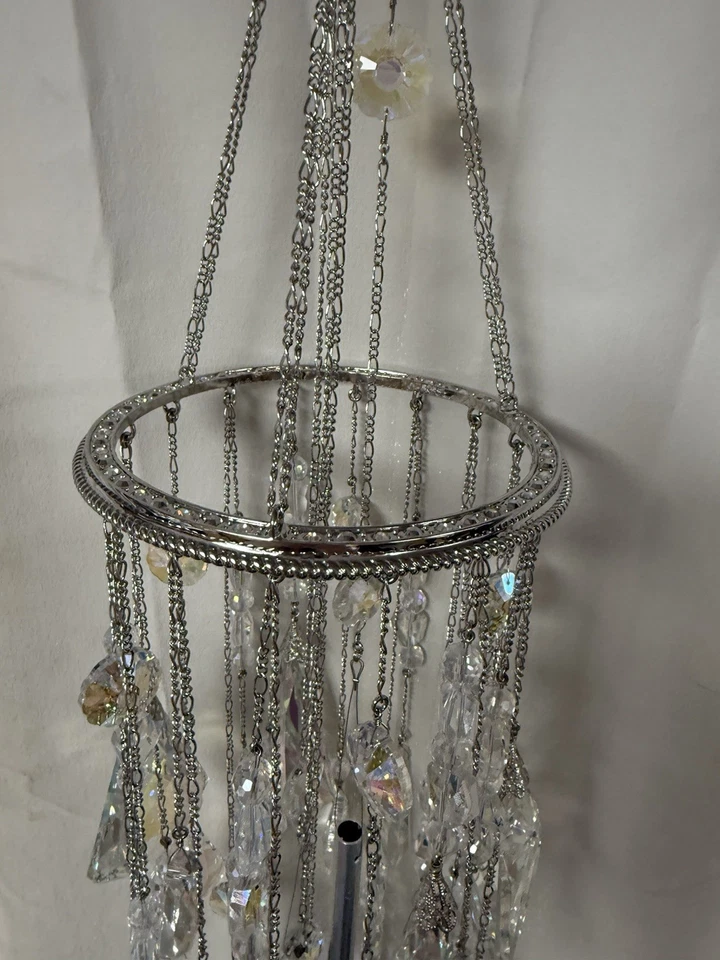 Carillón de viento Kirks Folly Diamond Dream Crystal tono plateado NUEVO Foto 2 de 4