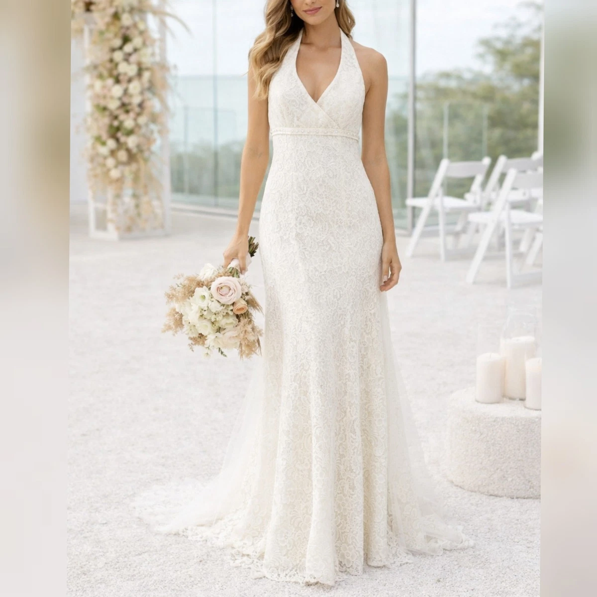 David's Bridal Halter Neck Empire Wedding Dresses for sale | eBay