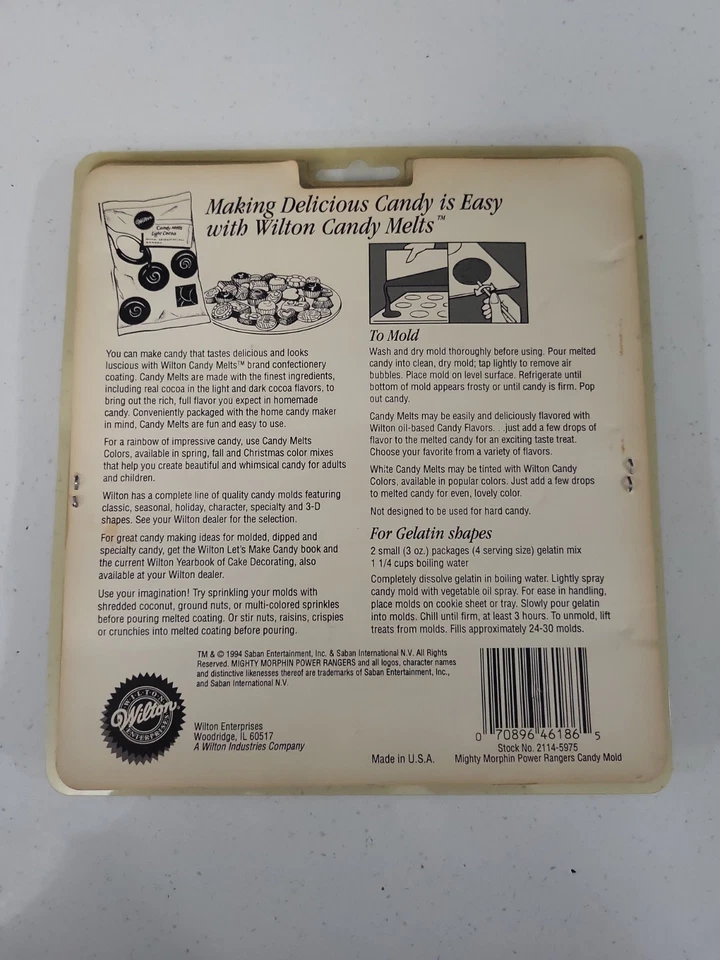 Molde de caramelo de chocolate piruleta Mighty Morphin Power Rangers de colección Wilton 2114 Foto 2 de 2
