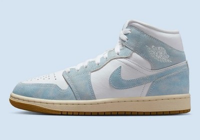 Nike Air Jordan 1 Mid Denim Blue White Casual Sneakers HQ2005-100 Women's Sizes