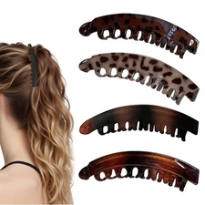 4 Pack Matte Banana Hair Clips – Fish Shape Ponytail Barrettes for Women’s Hair