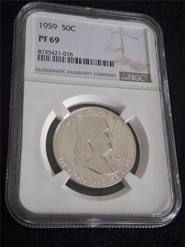 1959 Ben Franklin 50C 90% SILVER HALF DOLLAR NGC PF 69                  #MF-0634