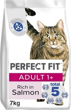 Perfect Fit Adult 1+ Complete Dry Cat Food, Salmon Flavour, 7kg Bag for Cats Age 5.20 per kilo