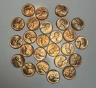 1951-D Uncirculated Lincoln Wheat Cent Half Roll 25 Coins) w/ Plastic Tube