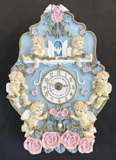 II Inc. Wall Clock GIFT Angels Musical Hourly Chimes Cherubs Roses  WORKS VTG