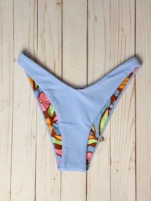 Maaji Serenity Blue & Floral Reversible Bikini Bottoms Sz M