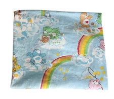 Vintage 1983 Care Bears American Greetings Fitted Crib Sheet Light Blue Rainbow
