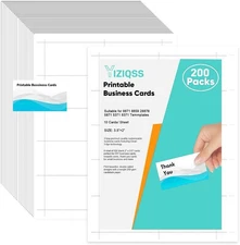Thick Business Cards 200 Printable 3.5 inches x 2 inches, white 