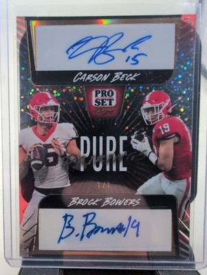2024 Leaf Pro Set Pure Dual Signatures 1/1 Carson Beck Brock Bowers Dual Auto...