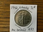 1942 Walking Liberty Half Dollar high grade AU details A97
