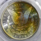 1886 Morgan Silver Dollar $1 ~ Rainbow Toning  ~ PCGS MS 65