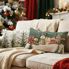 Winter Lumbar Decorative Rectangle Pillow Cover 12 X 20 Set of 2, Wonderland 