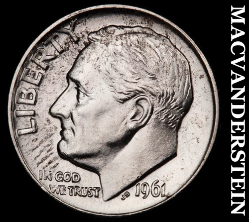 1961-D Silver Roosevelt Dime - Choice Gem Brilliant Unc  Lustrous  #G7787
