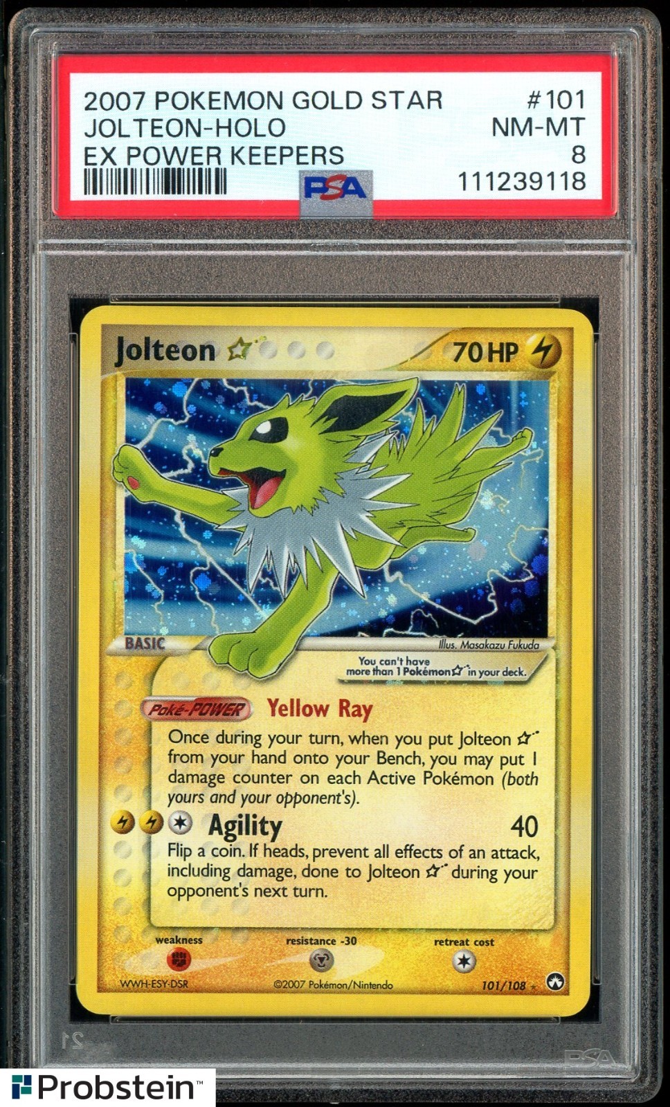 2007 Pokemon EX Power Keepers #101 Jolteon Gold Star Holo PSA 8 NM-MT