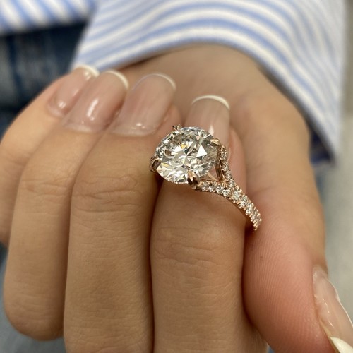 Diamond Engagement Ring IGI Certified VS1 F Round 3.4Ct Labcreated 18K Rose Gold - Picture 2 of 11