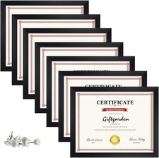 7 Pack 8.5X11 Picture Frame Black, Award Certificate Diploma Document 8.5 X 11 F