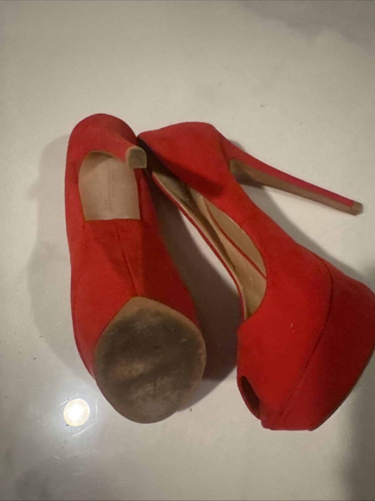 Zara Basic Red Suede High Platform Heels Stiletto… - image 7