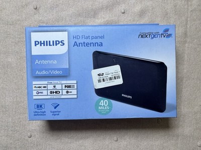 New In Box; Philips HD Flat Panel Antenna, 40 Mile Rating, NextGenTV Compatible
