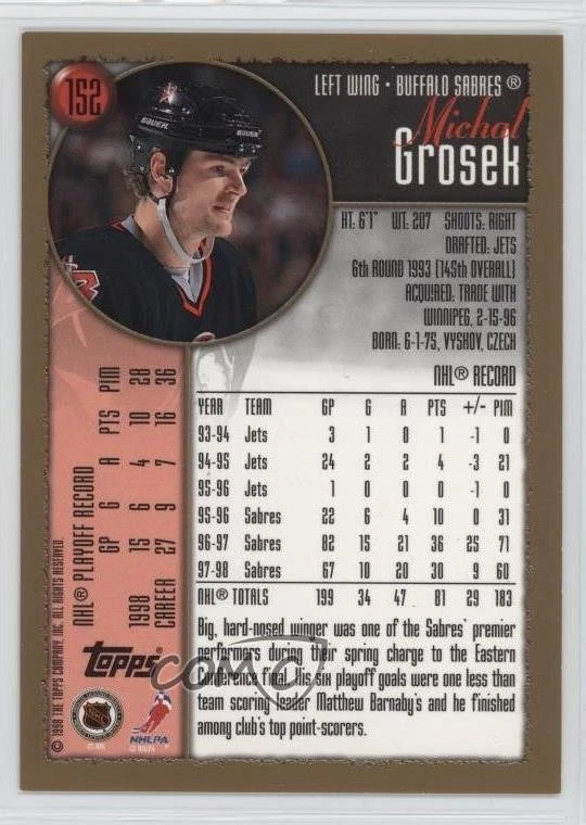 1998-99 Topps Michal Grosek #152 - Image 2 of 2